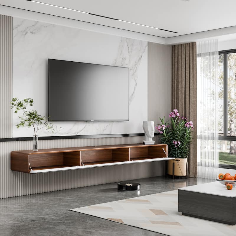 Modland 78" Modern Floating TV Stand Wall Mounted Media Control Center for Living Room - 78