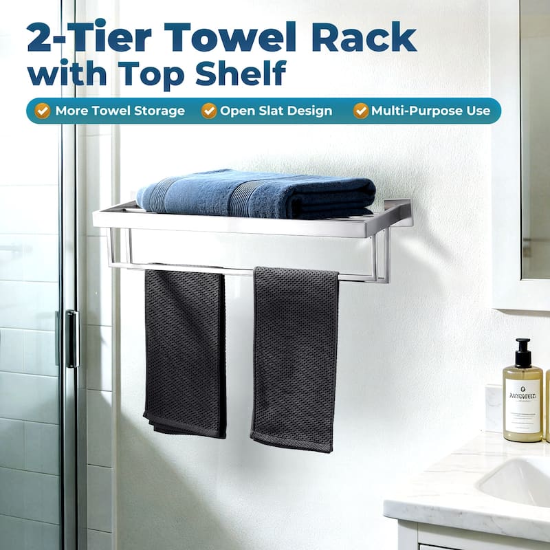 WOWOW 2-Tier Stainless Steel Bath Towel Rack