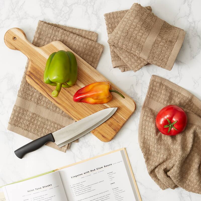 DII Solid Terry Waffle Dishtowel Set of 4