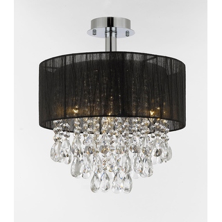 crystal ceiling shade light flush chandelier pendant mount silver chrome semi