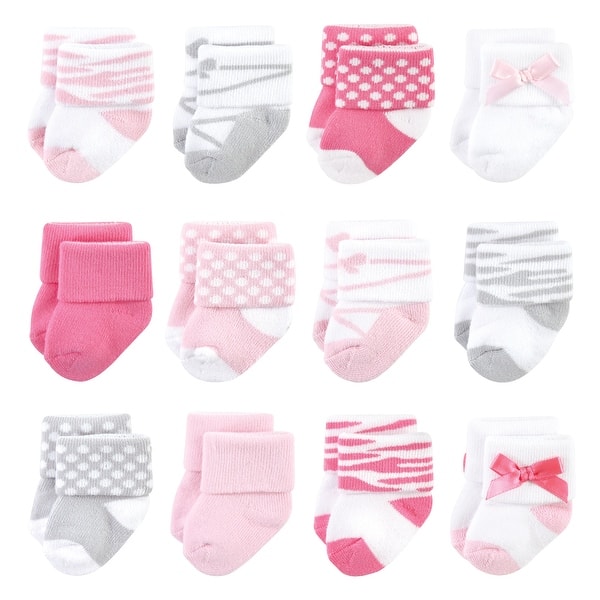 slide 1 of 1, Luvable Friends Infant Girl Newborn and Baby Terry Socks, Ballet Ballet 12-Pack - 0-6 Months