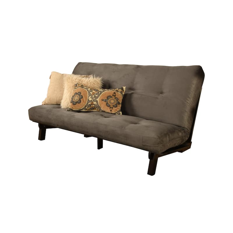 Somette Carson Full-size Futon Set in Java Finish with Mattress - Suede Gray