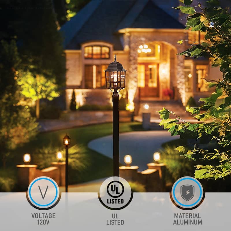 Dusk to Dawn Outdoor Post Lantern, Clear Glass Exterior Post Light - 2PACK