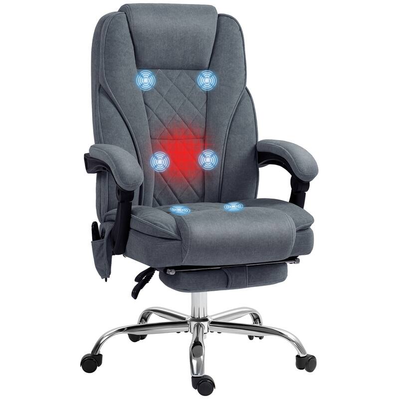 Reclining Computer Chair Massage Office Chair with Footrest, Swivel Desk Chair Leisure Chair with Heat