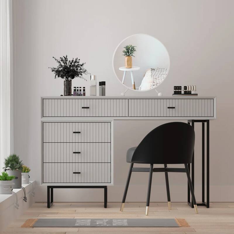 Eclife Multifunctional Makeup Vanity Storage Dressing Table Set - Grey