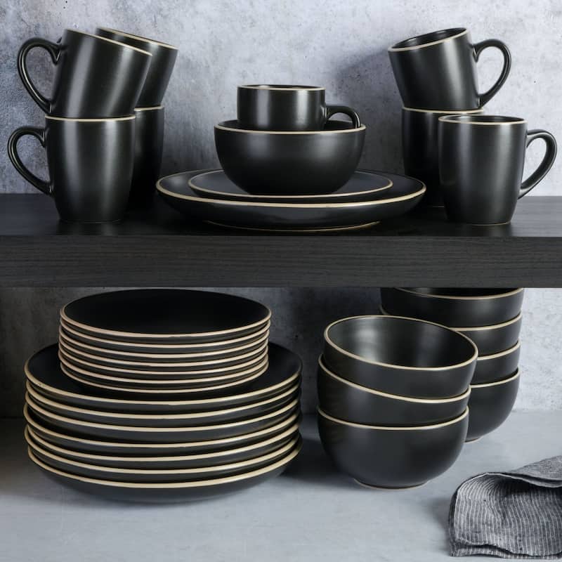 Gibson Home Rockaway 32-Piece Stoneware Dinnerware Set - Black