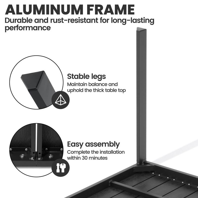 Outdoor Aluminum Patio Dining Table with Umbrella Hole