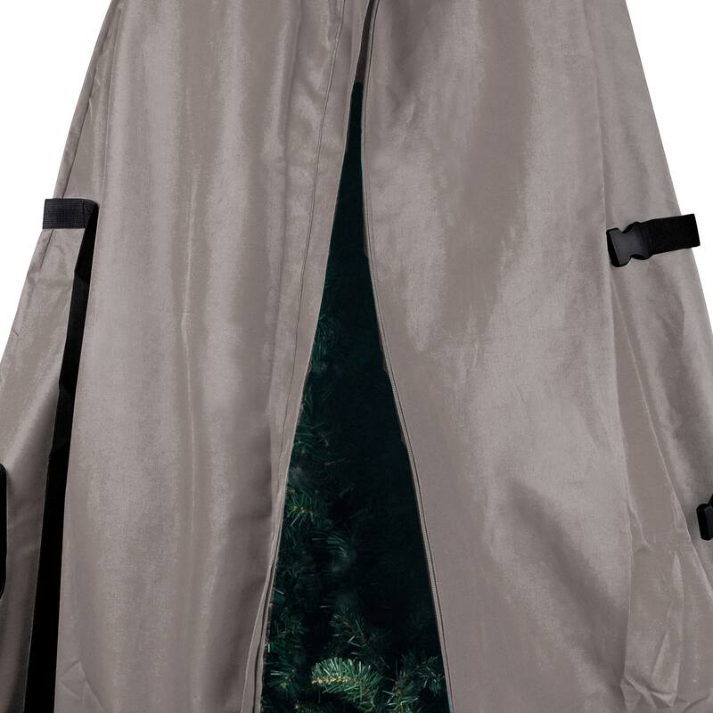 Christmas Tree Storage Bag - Upright Zippered Canvas Cover for 9-Foot Artificial Trees with Buckle Straps by Elf Stor (Gray)