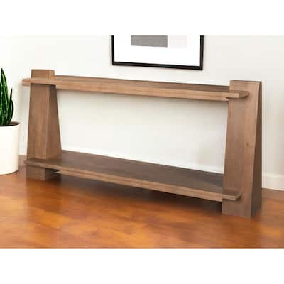 HomeRoots 67" Brown Solid Wood Solid Console Table With Shelf - 67' X '30' X '15.5