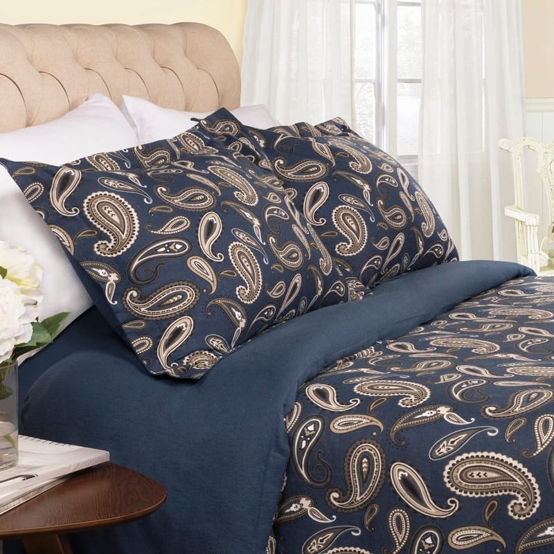 Vintage Floral Paisley Flannel Cotton Duvet Cover Set by Superior
