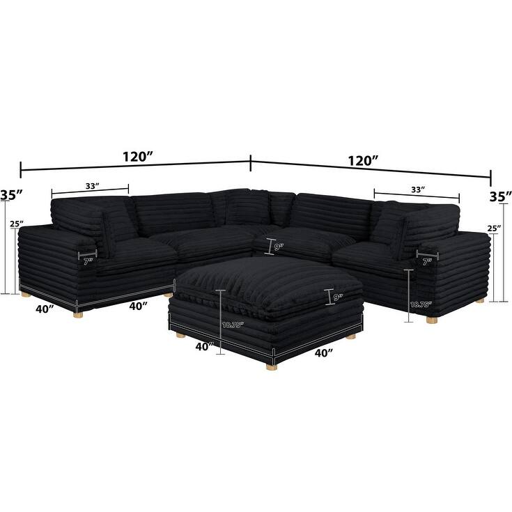 Best Quality Furniture 4-Piece Section Corduroy Modular