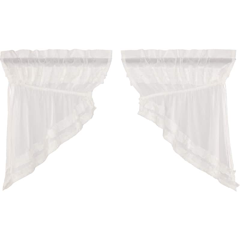 White Ruffled Sheer Petticoat Prairie Swag Set of 2 36x36x18 - Prairie Swag 36x36x18