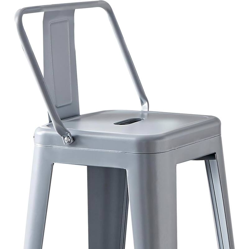 2-Piece 30" Industrial Bar Stool Set - Distressed White with Bucket Back