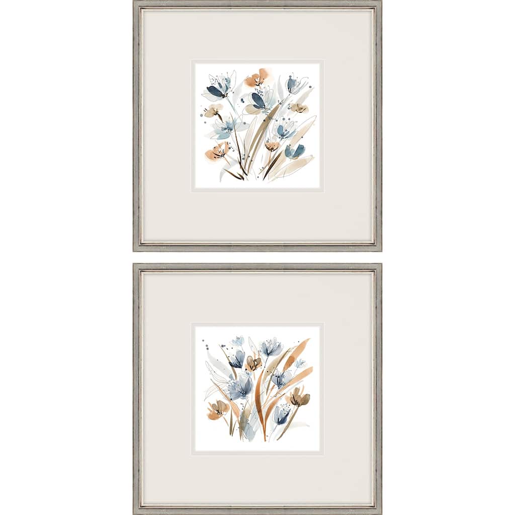 Coastal Blooms S/2 Framed Art Under Glass - Blue