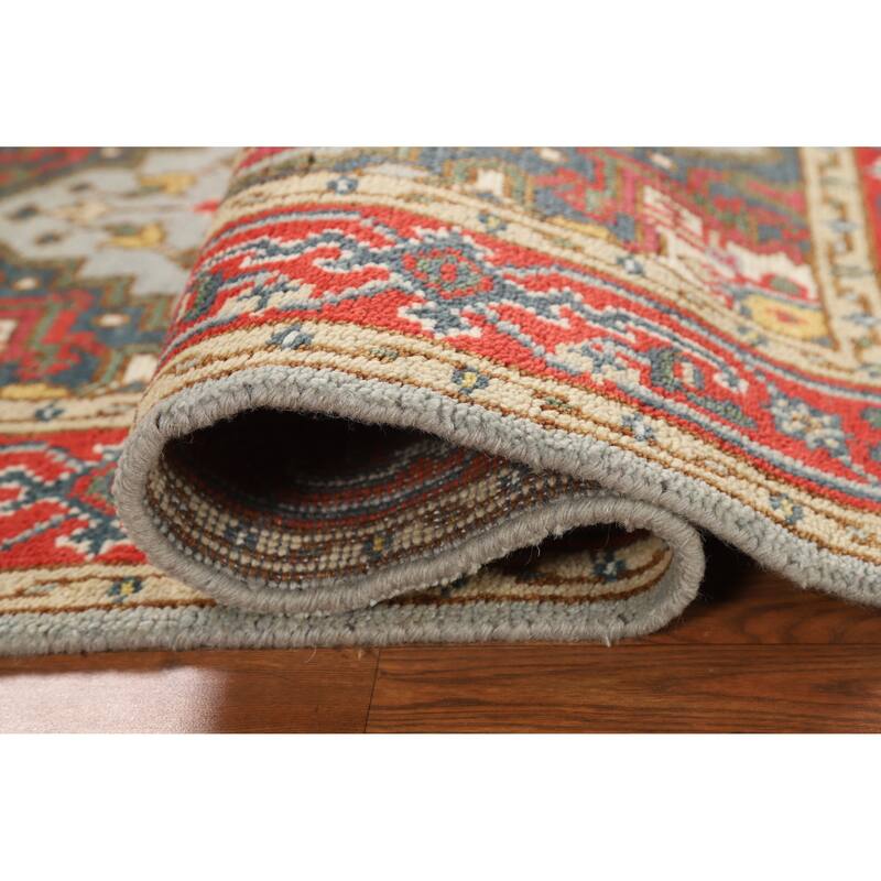 Hand Knotted Oriental 100% Wool Carpet Traditional Medallion Greys & Charcoal Heriz (serapi) Area Rug - 5' 1'' X 2' 11''