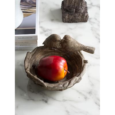 Brown Resin Bird Nest Decor