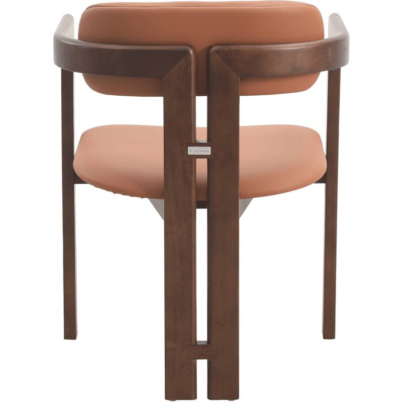 Dining Chairs Upholstered Leather Seats in Rubberwood Set of 4 Arm Chairs Open Back Design