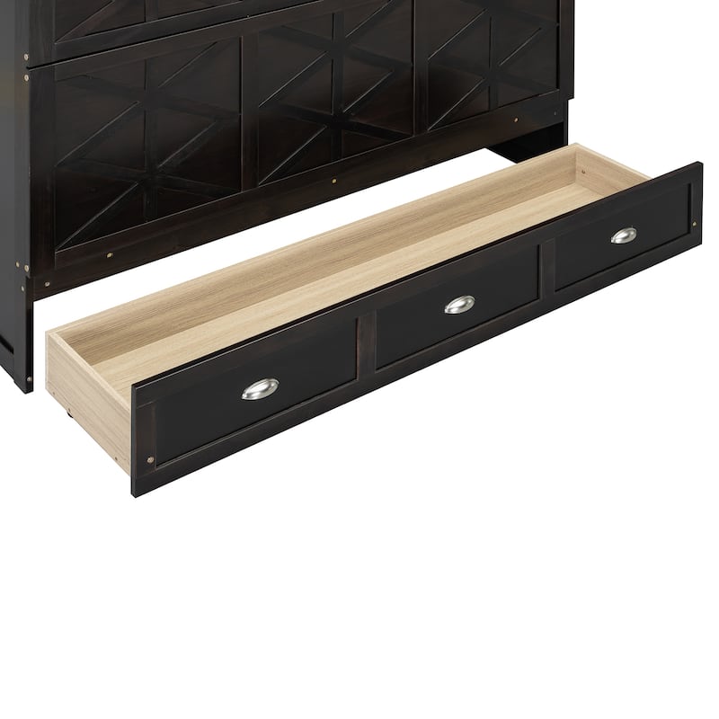 Queen Size Convertible Cabinet Bed with USB Ports by Harper&Bright Designs