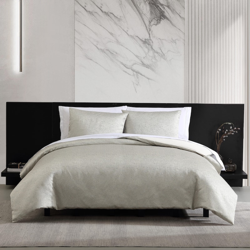 Vera Wang Speckled Satin Weave Taupe Reversible Duvet Cover Set