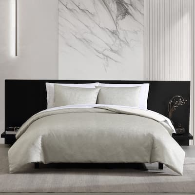 Vera Wang Speckled Satin Weave Taupe Reversible Duvet Cover Set