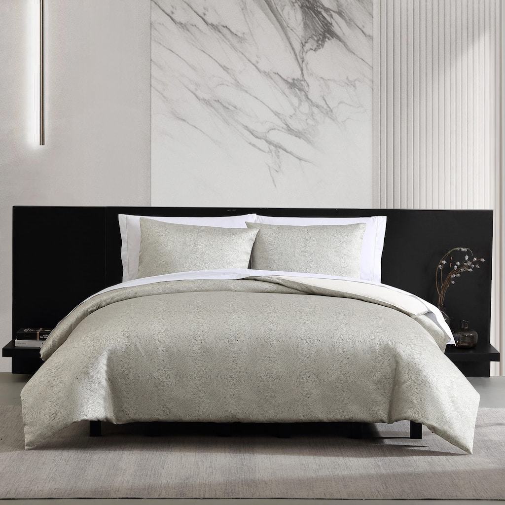 Vera Wang Speckled Satin Weave Taupe Reversible Duvet Cover Set