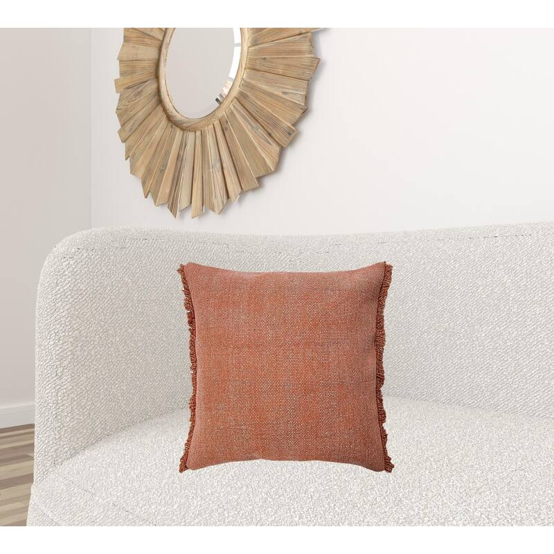 HomeRoots 20" X 20" Adobe Clay 100% Cotton Zippered Pillow