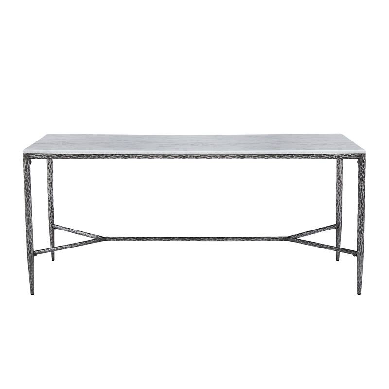 Christopher Knight Home - Modern Rectangular Dining Table with Faux Marble Tabletop & X-Shaped Foraged Metal Base - 70.87"L