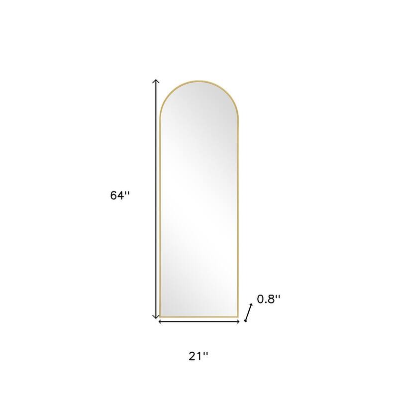 HomeRoots 64" Gold Metal Arch Freestanding Framed Standing Mirror - 21.00 in. x 64.00 in. x 0.80 in.