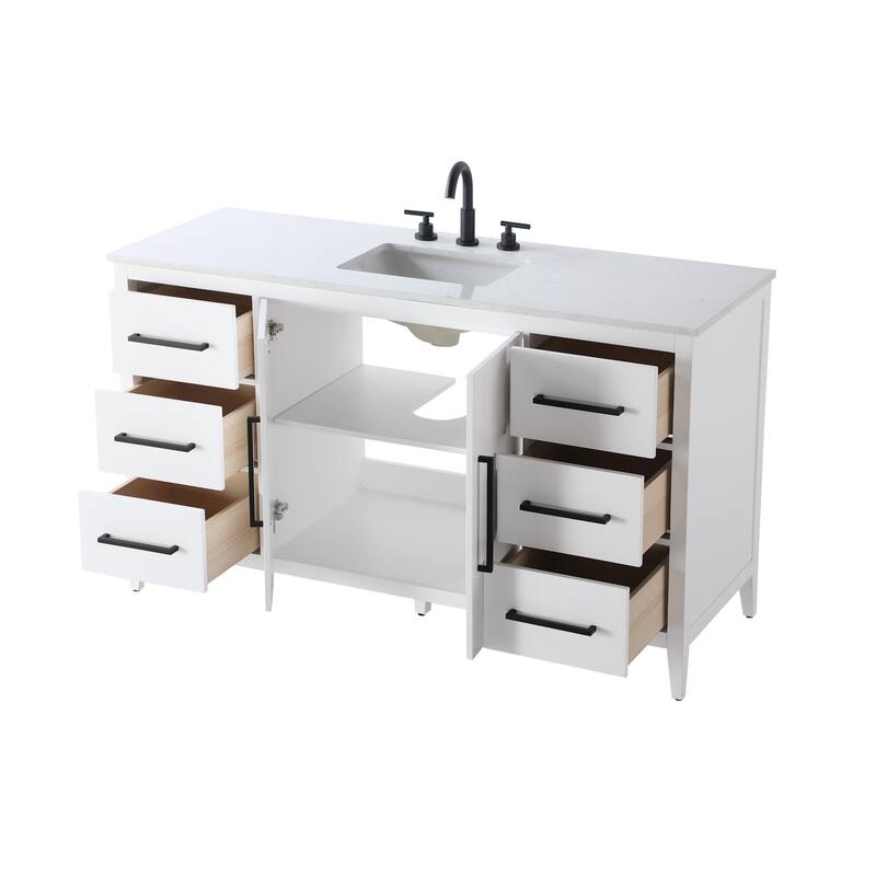 Elegant Lighting VF29360 Millie 60" Free Standing Single Basin Vanity