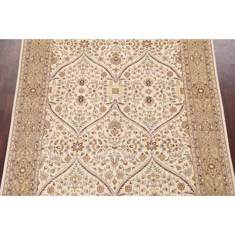Floral Tabriz Oriental Wool Area Rug Hand-knotted Vegetable Dye Carpet - 6'0" x 9'2"