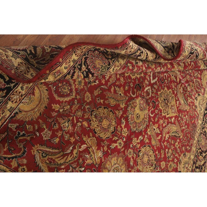 Red Floral Agra Oriental Area Rug Hand-Knotted Wool Carpet - 7'9" x 10'0"