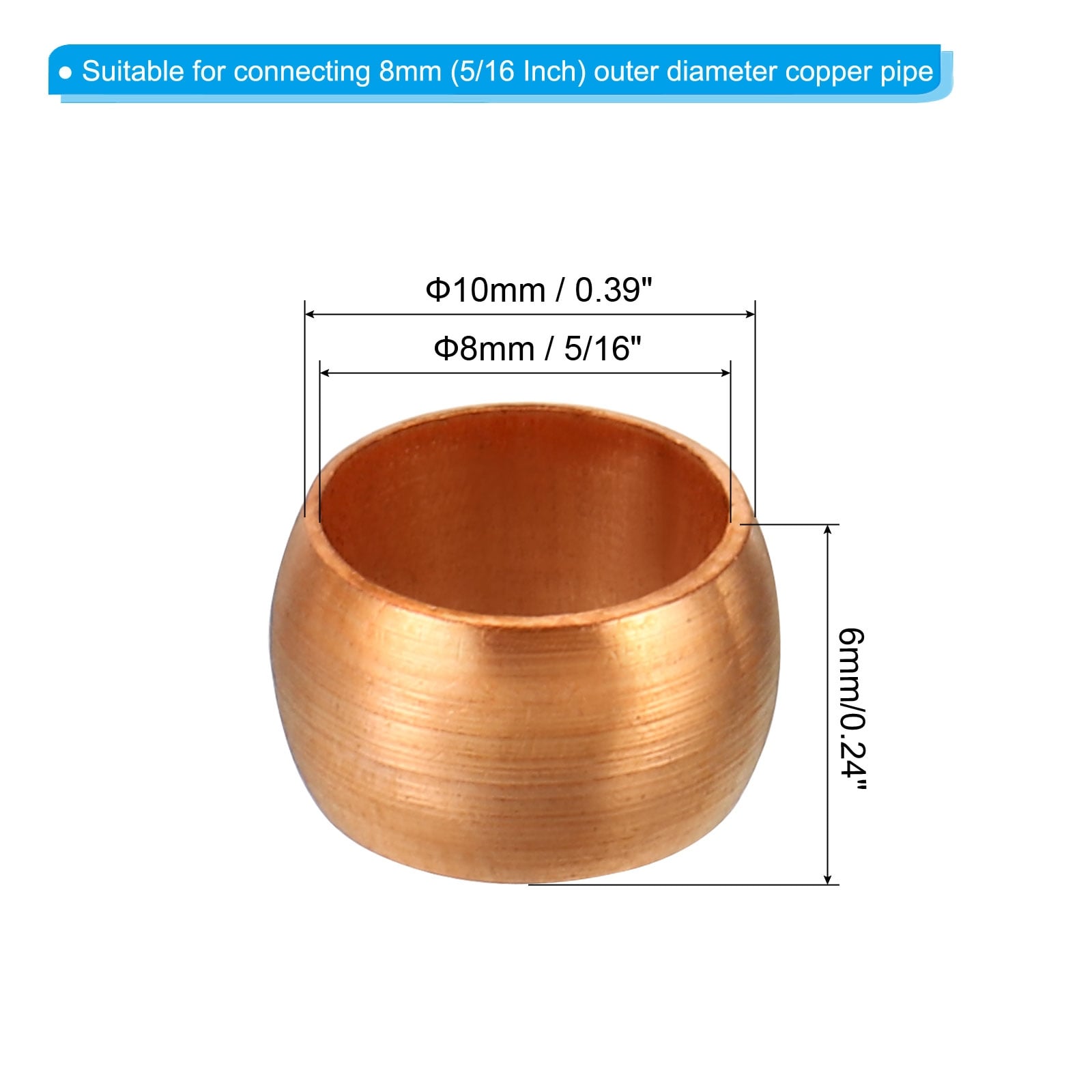 10pcs Compression Sleeves Ferrules Copper Ferrule Compression Fitting -  Copper Tone - On Sale - Bed Bath & Beyond - 37524023