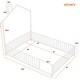preview thumbnail 47 of 47, Twin/Full Size House Platform Bed with Guardrail and House-Shaped Headboard, Metal Floor Montessori Bed with Chimney Design