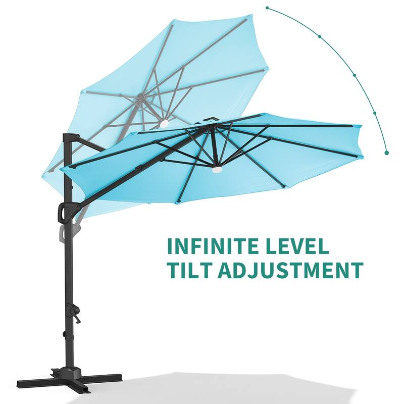 10FT Outdoor Cantilever Umbrella Patio Umbrella with Base