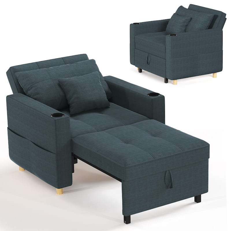 AECOJOY Sleeper Chair Extra Wide Convertible Chair Bed 3-in-1 Pull Out Single Sofa