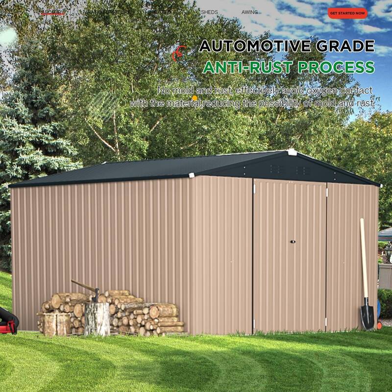 AECOJOY Outdoor Extra Large Storage Metal Shed with Lockable Doors