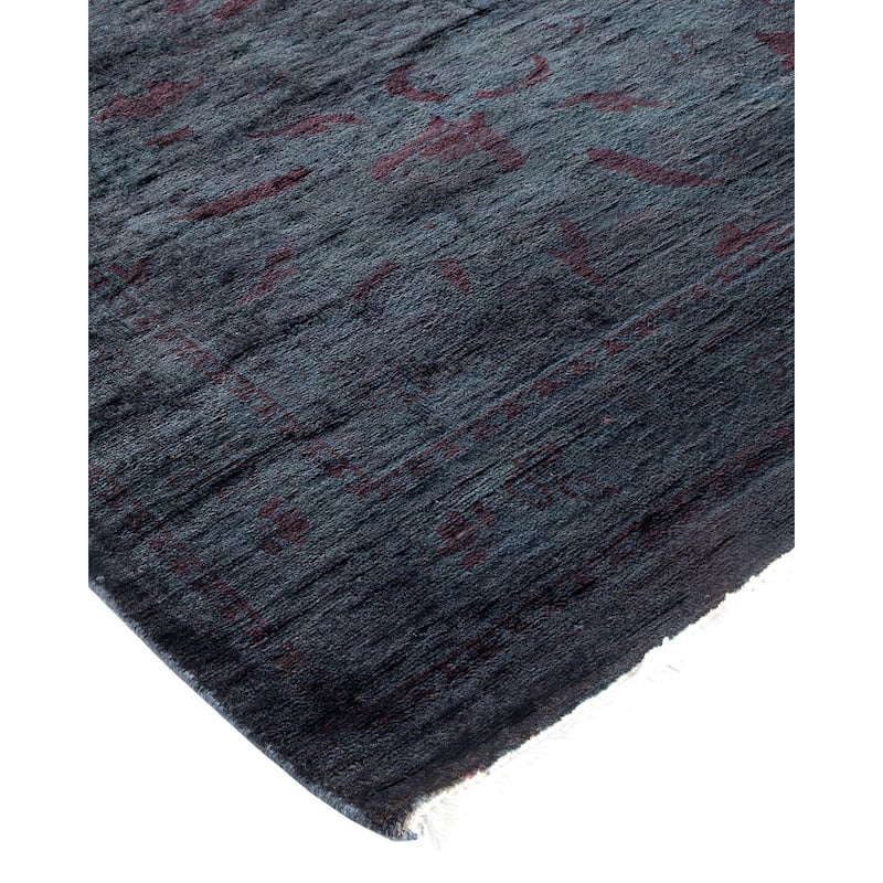 Overton Handknotted Wool Vintage Inspired Contemporary Overdyed Gray Area Rug - 14' 10" x 12' 1"