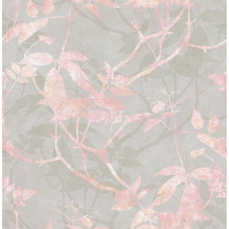 Seabrook Designs Trudi Leaf Trail Unpasted Wallpaper - 20.5 in. W x 33 ft. L - Petal Pink
