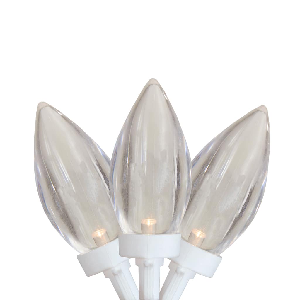 LED C9 Christmas Lights - Warm White - 16' White Wire - 25ct