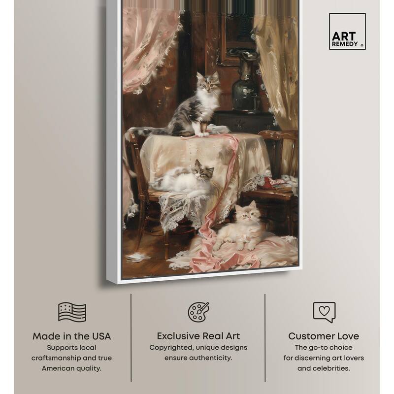 Kittens at the Table Canvas by Art Remedy