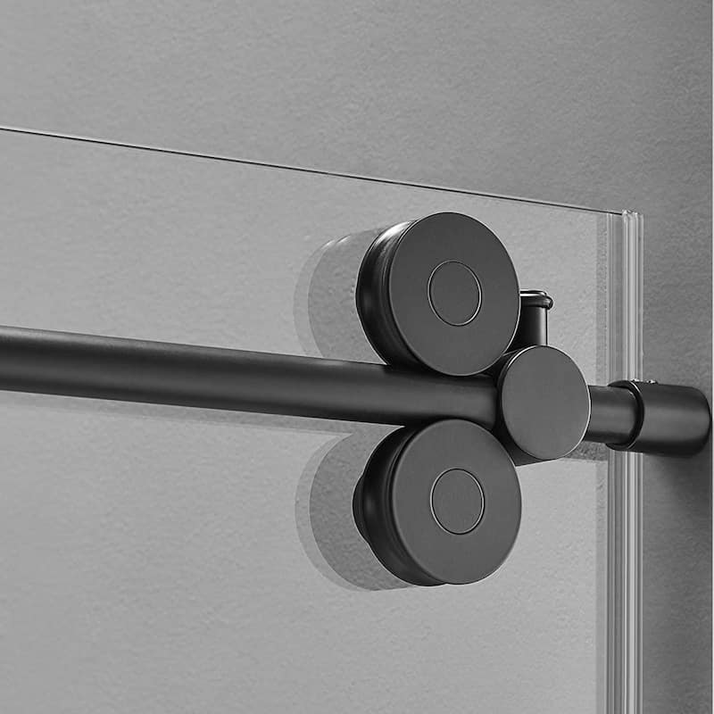 Serene Valley 52 x 74 Inch Big Roller Frameless Sliding Shower Door, Matte Black - 147