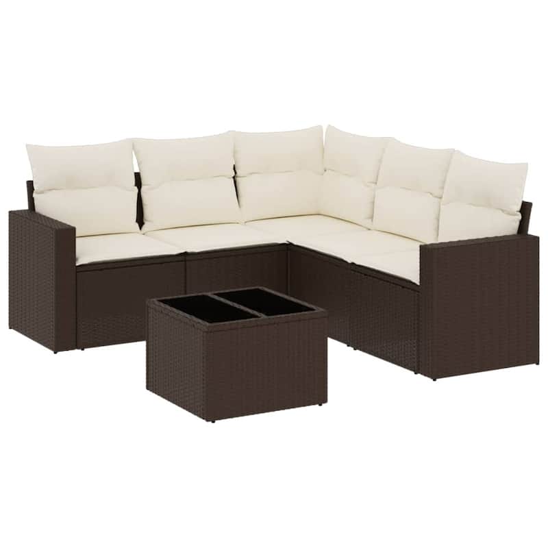 vidaXL Garden Sofa Set Brown and cream PE rattan Large Modular - 21.7 x 21.7 x 14.6