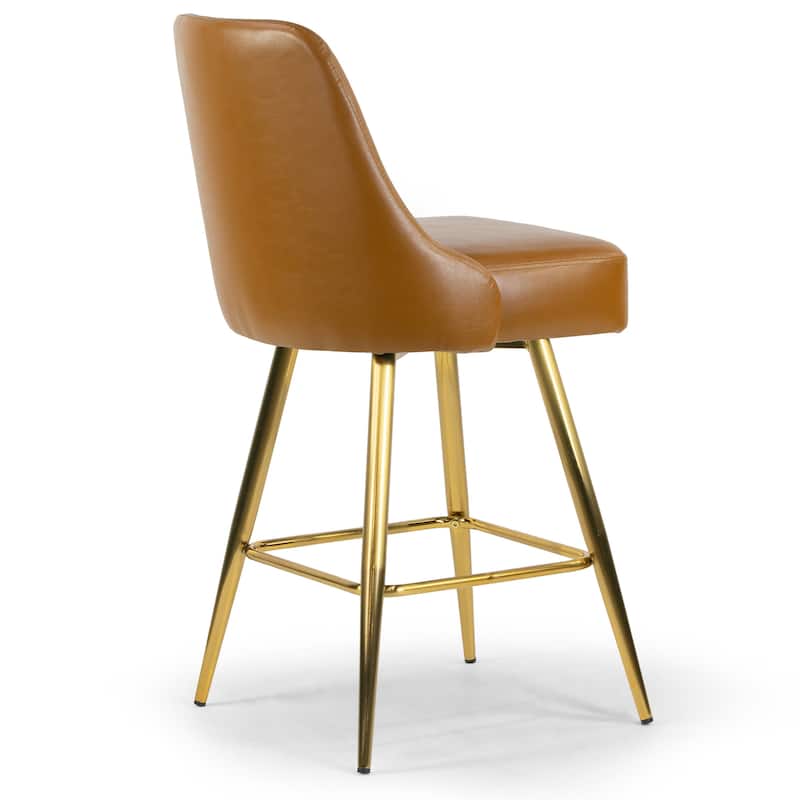 Set of 2 Auren Upholstered Stool with Golden Legs