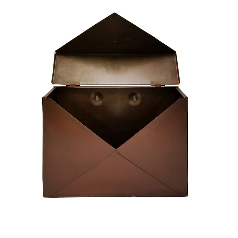 Copper Wall Mount Mailbox Iron Vintage Style Large Letter Holder Outdoor Home Decor - 12 H x 5 W x 16.5 L