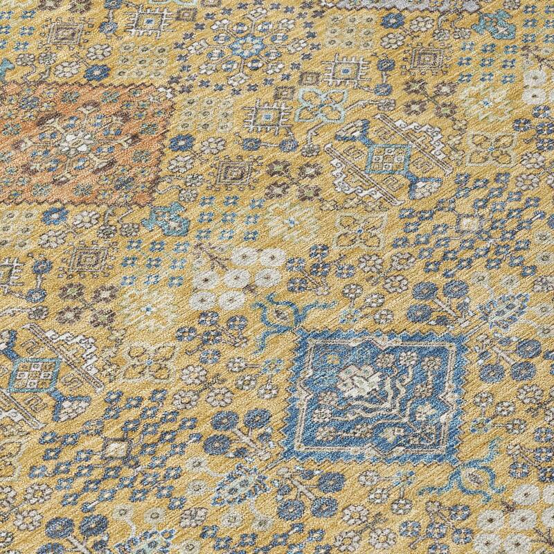 Machine Washable Indoor/ Outdoor Boho Panel Chantille Rug