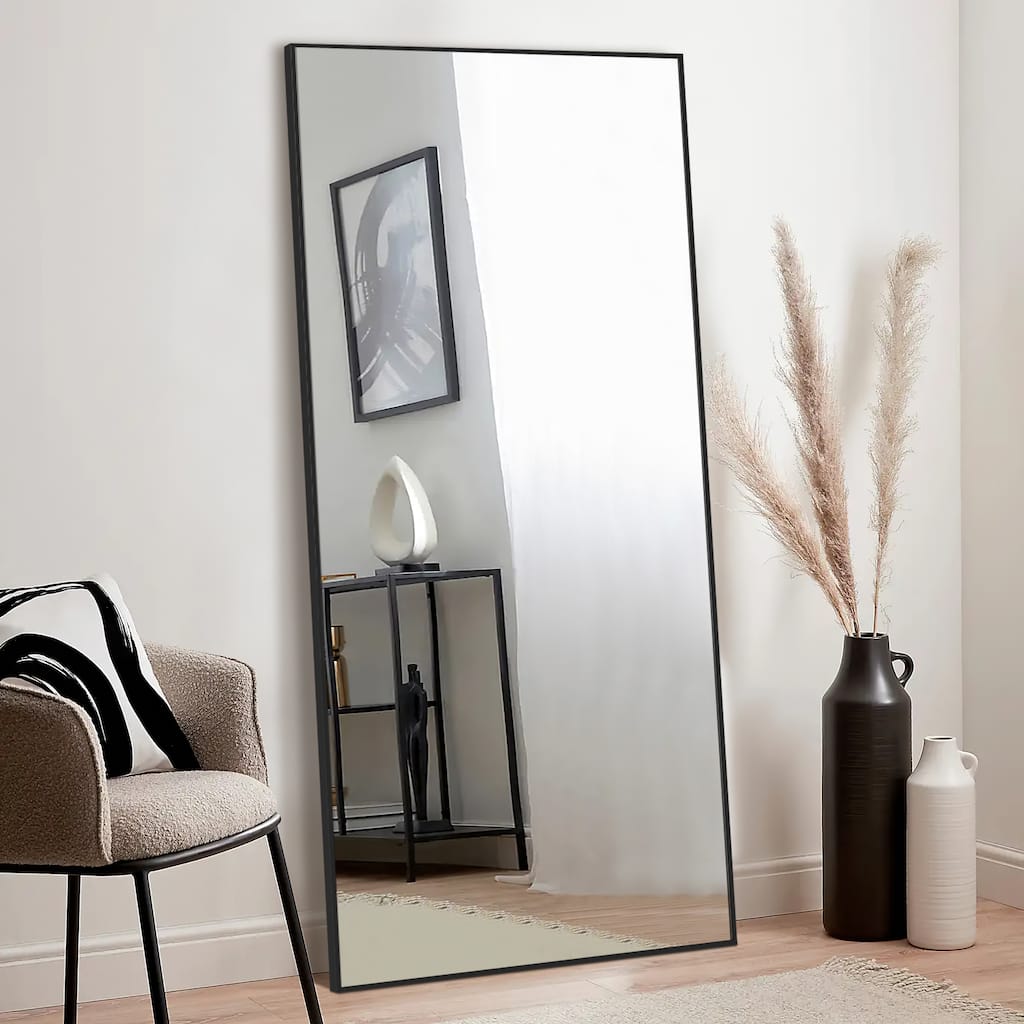 Modern Aluminum Alloy Thin Framed Full Length Floor Mirror
