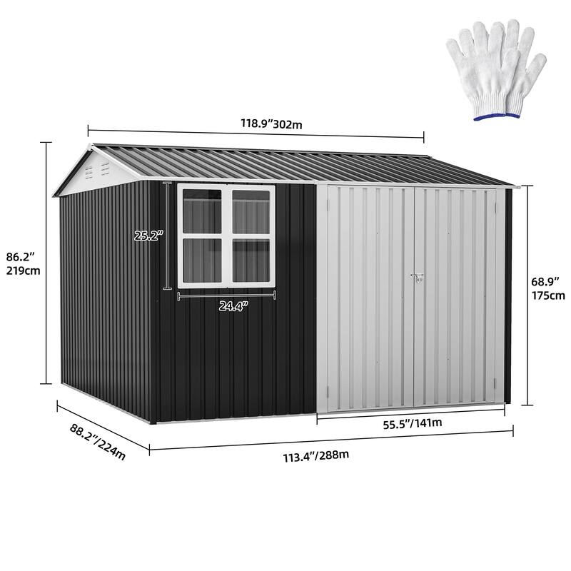 8 ft W x10/12ft D Large Tool Storage Shed with Window