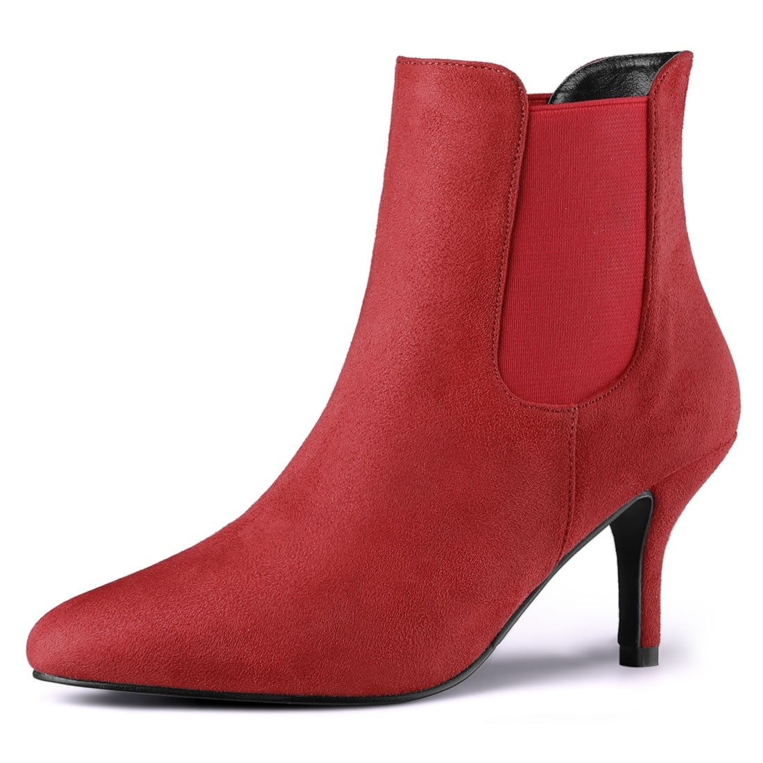 red leather boots low heel