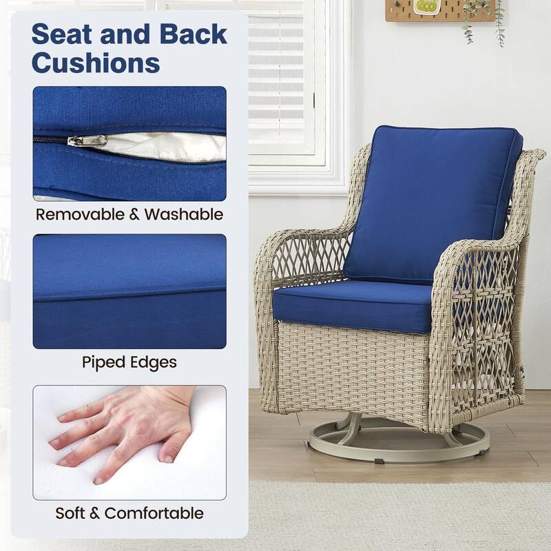 3 Piece Patio Furniture Sets Wicker Swivel Rocker Chairs