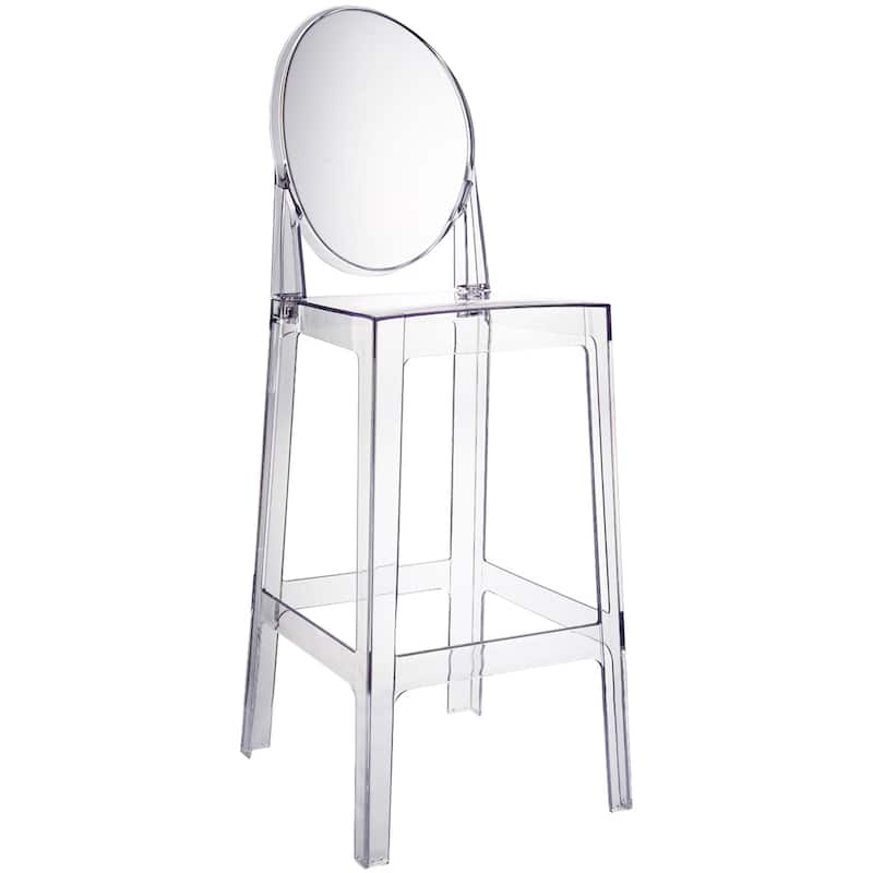 Modern Barstools With Oval Back Bar Stool Chairs For Standing Work Kitchen Island Dining Transparent Footrest Hotel (Set of 2) - Clear